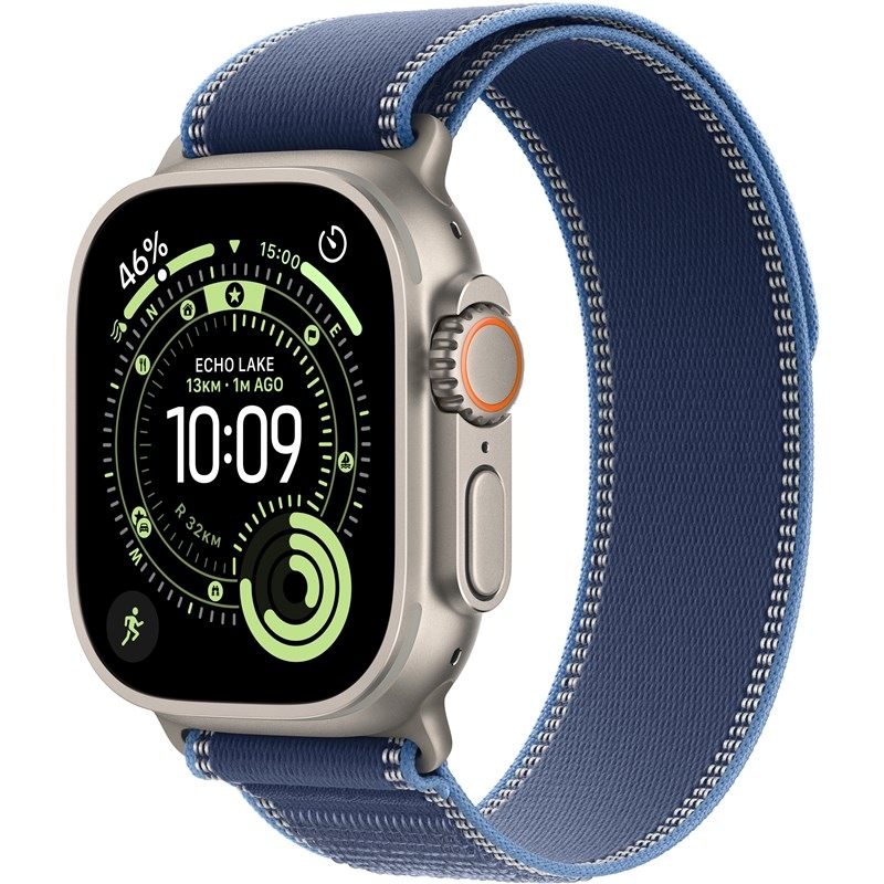 Inteligentné hodinky Apple Watch Ultra 3 GPS + Cellular 49mm prírodný titán - modrý / jasne modrý trailový ťah - M/L