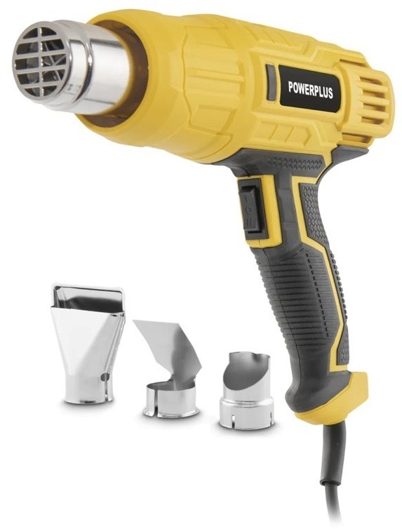 Teplovzdušná pištoľ Powerplus s príkonom 2 000 W, žltá farba
