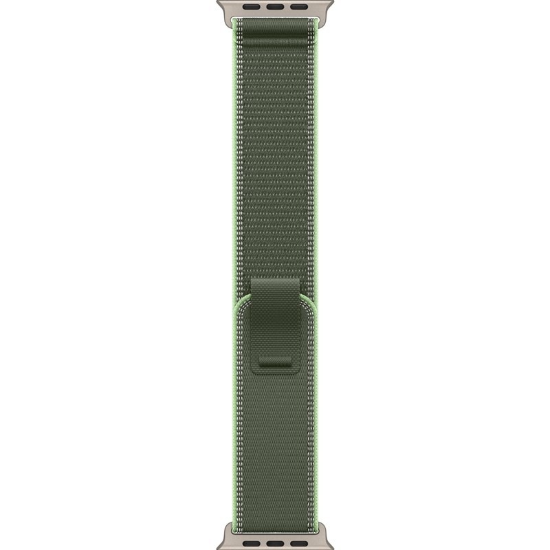 Remienok Apple 49mm zelený/neónový trailový ťah – S/M – prírodný titán