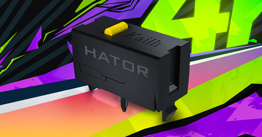 Myš HATOR Pulsar 3 ULTRA čierna Vizualizácia spínača HATOR s tlačným prvkom a vývodmi