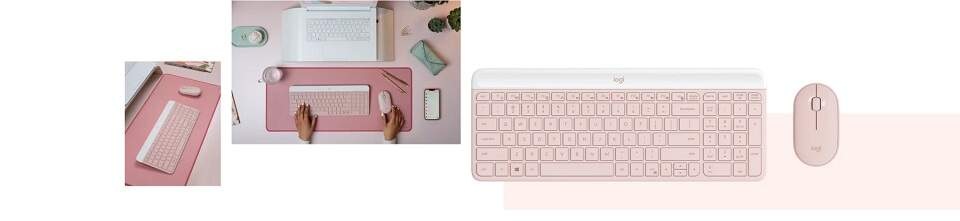 Klávesnica s myšou Logitech Wireless Combo MK470 Slim, US ružová