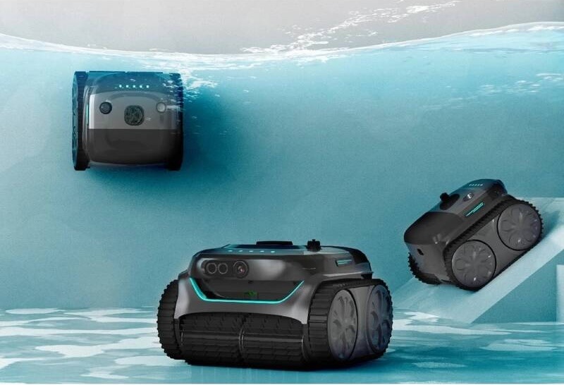 Vysávač bazénový Wybot C2 Pro Vision čierny Robotický bazénový vysávač WYBOT C2 Pro Vision pri čistení stien a dna bazéna