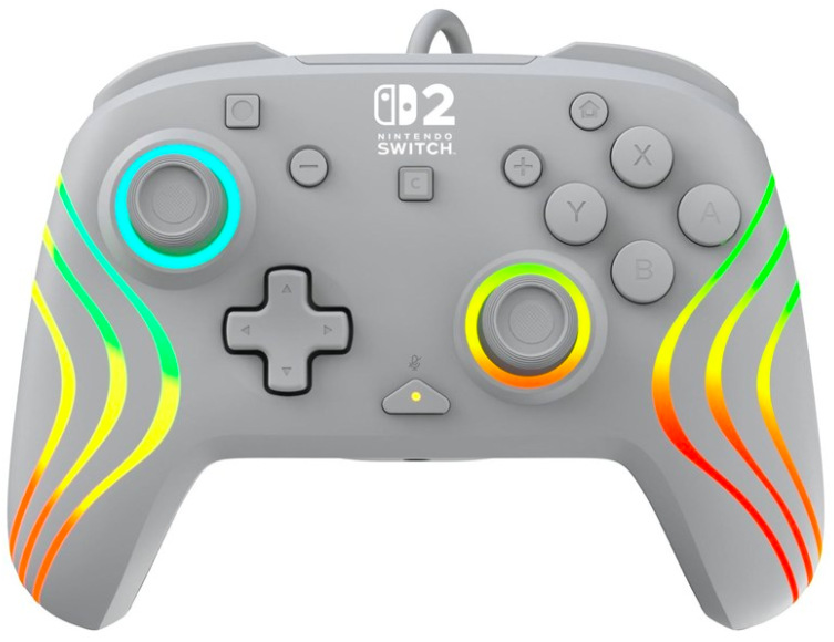 Gamepad Turtle Beach Afterglow Wave v šedej farbe s aktívnym RGB podsvietením