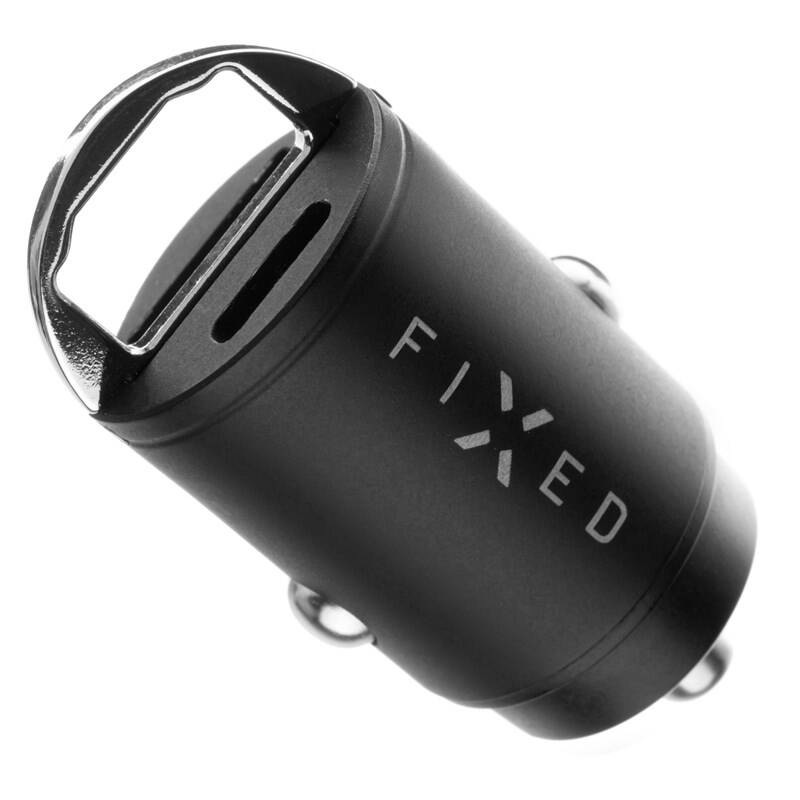 Adaptér do auta FIXED USB-C PD, USB QC 3.0, 30W čierny