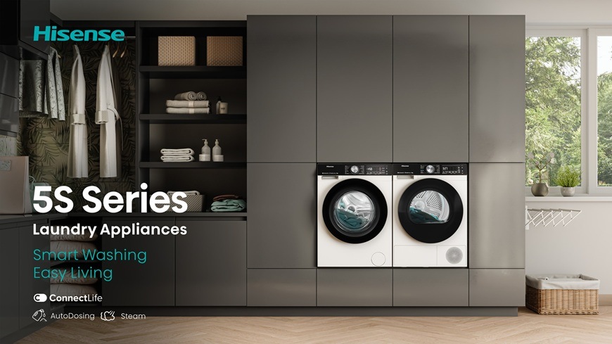 Sušička bielizne Hisense DH5S102BB čierna Na obrázku je sušička DH5S102BB Hisense spoločne s práčkou Hisense pre efektívne pranie a sušenie. Dohromady tvoria dokonalú dvojku.