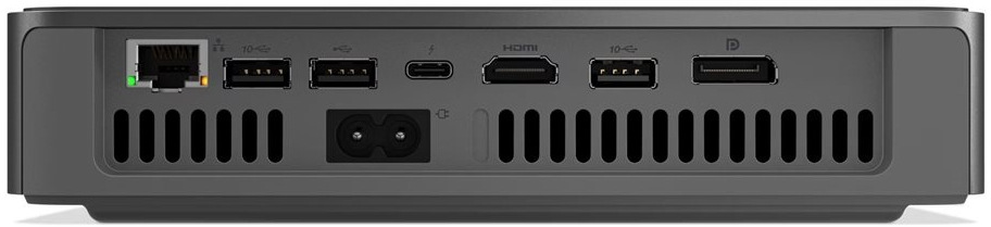 PC mini Lenovo IdeaCentre Mini 01IRH10R čierny Zadná strana PC IdeaCentre Mini s bohatou sadou portov