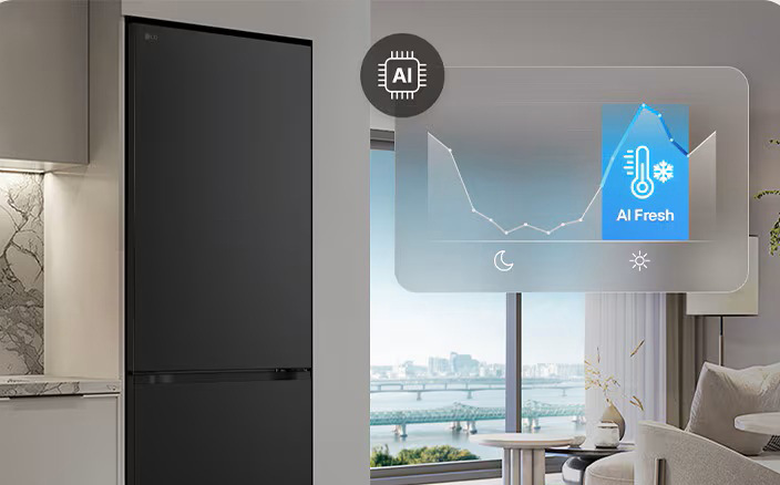 Chladnička s mrazničkou LG GBBS312BEV čierna LG ThinQ umožňuje vzdialené ovládanie chladničky, inteligentné režimy chladenia a optimalizáciu spotreby energie podľa vašich návykov.