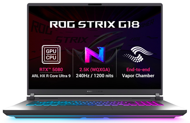 Prehľad grafiky RTX 5080, displeja WQXGA 240 Hz a chladenia Vapor Chamber