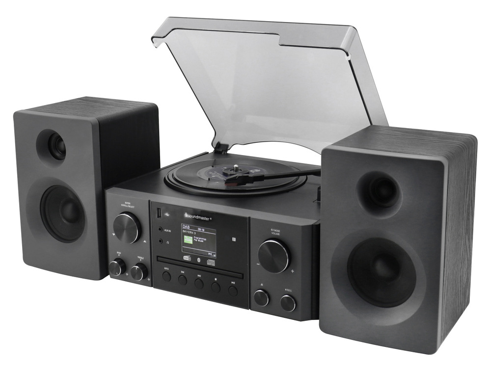 Mikro HiFi systém Soundmaster MCD1950SW čierny Mikrosystém Soundmaster MCD1950SW v pohľade z naklonenej strany
