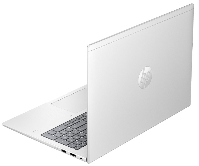 Notebook HP ProBook 4 G2a 16" strieborný Zadná strana strieborného HP ProBook 4 G2a s vekom displeja a logom HP