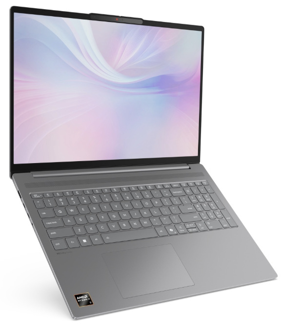 Sivý notebook Lenovo IdeaPad Slim 5 16AKP10 s otvoreným displejom a numerickou klávesnicou
