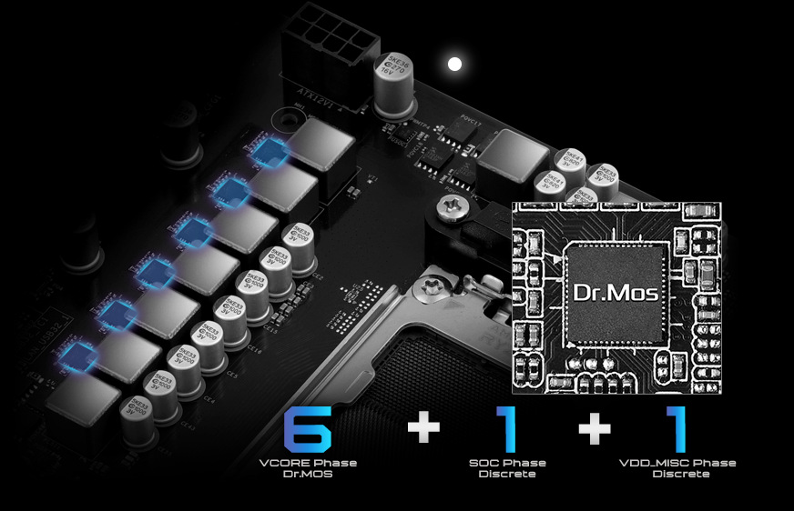 Základná doska ASRock A620AM-X čierna ASRock A620AM-X stavia na stabilné napájanie v konfigurácii 6+1+1