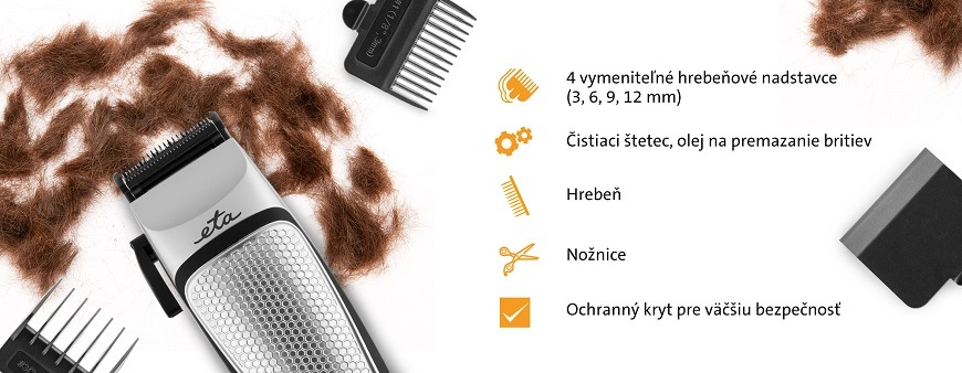 Zastrihávač vlasov ETA Ted 5341 90000 strieborný Zastrihávač vlasov ETA Ted 5341 90000 strieborný