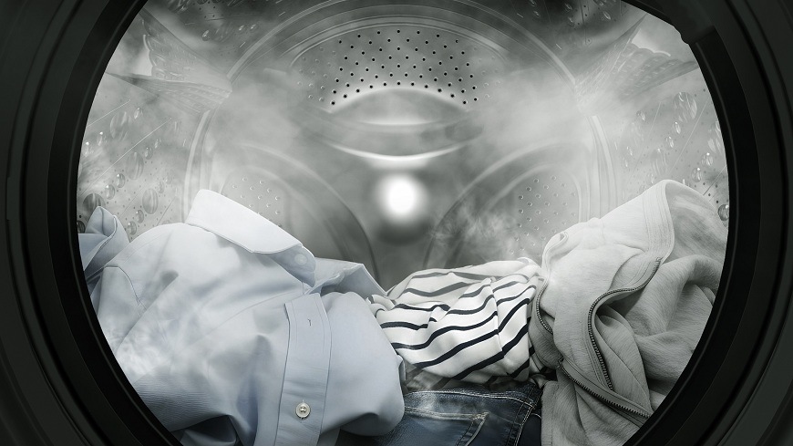 Práčka Gorenje WS674A FastWashPro biela bubon práčky gorenje s parou a bielizňou vo vnútri