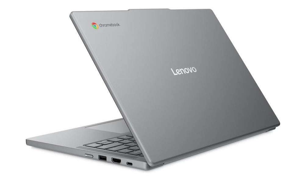 Notebook Lenovo Lenovo Chrome 14M8911 sivý Pootvorený notebook Lenovo Lenovo Chrome 14M8911 zozadu