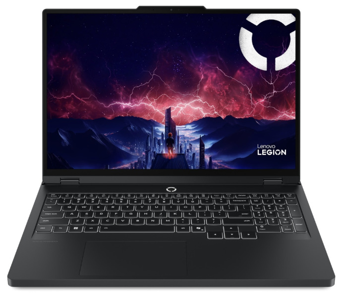 Notebook Lenovo Legion Pro 5 16IAX10H čierny Čelný pohľad na otvorený notebook Lenovo Legion Pro 5 16IAX10H s 16" OLED displejom
