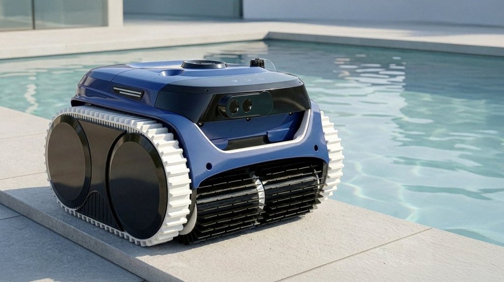Vysávač bazénový CF 350 AKU tmavo modrá farba Bazénový vysávač CF 350 AKU - jeho pojazd je riešený ultrazvukovou navigáciou Ultrasonic