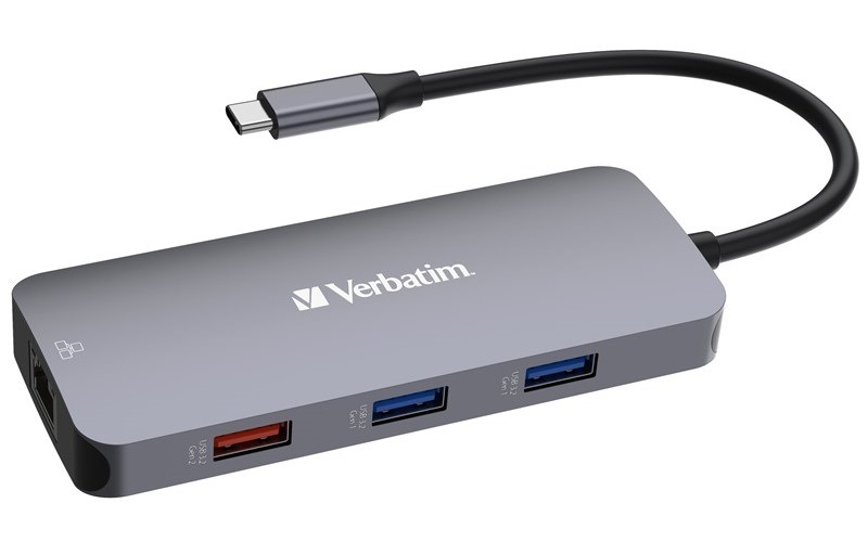 USB Hub Verbatim USB-C Pro Multiport 9 Port strieborný