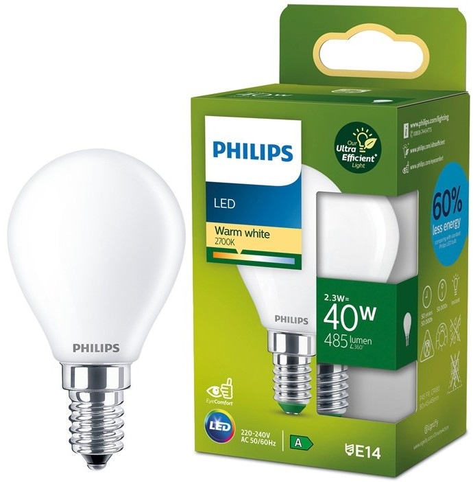 Žiarovka LED Philips 40W, E14 vyžaruje teplé biele svetlo