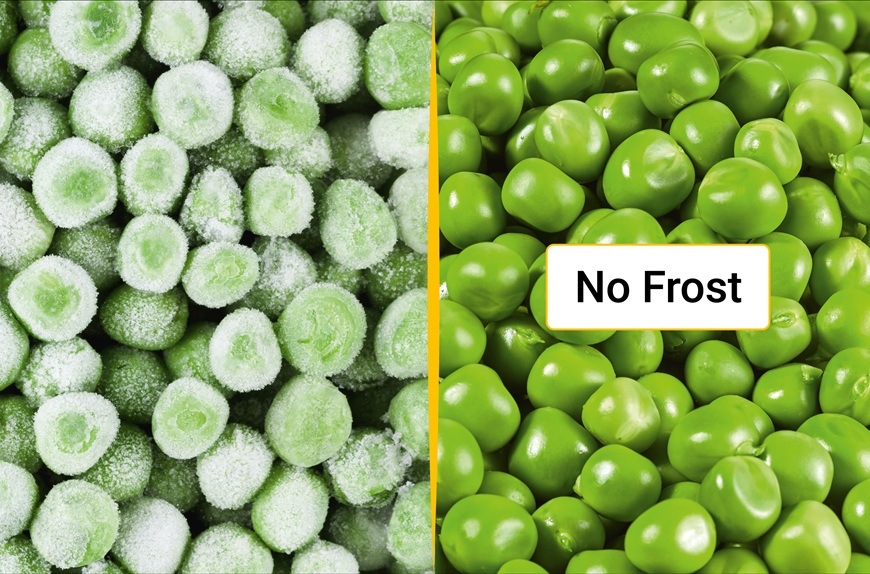 Detail obrázku mrazeného hrášku s No Frost.