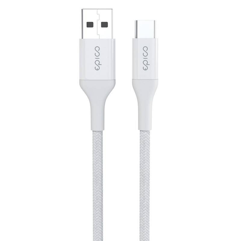 Kábel Epico Braided, USB-C/USB-A, 1.2m - biely