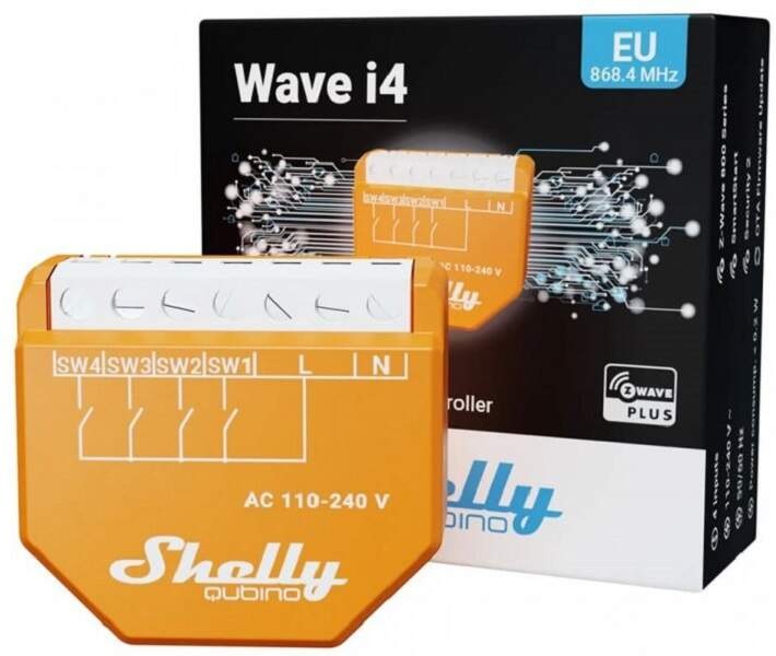 Modul Shelly Wave i4 modul, 4 vstupy, Z-Wave oranžový Modul Shelly Wave i4 modul, 4 vstupy, Z-Wave oranžový
