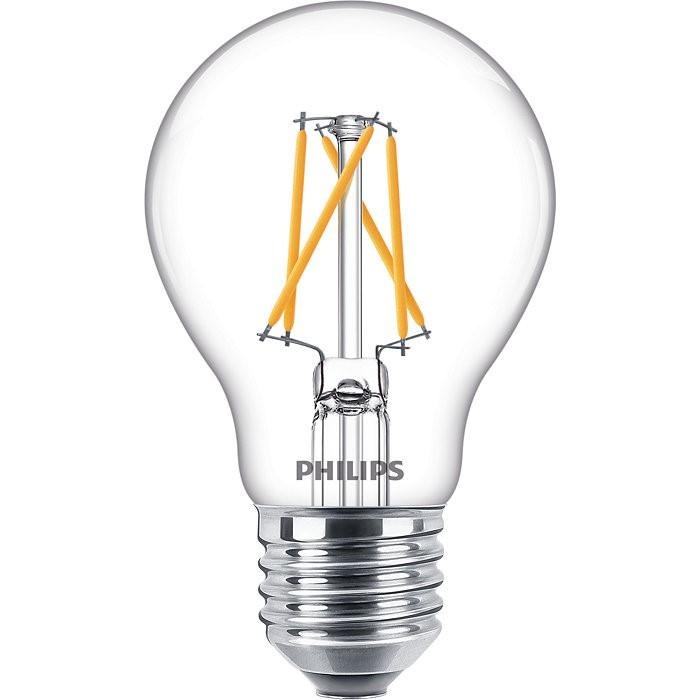 LED žiarovka Philips SceneSwitch, klasik, 7,5 W, E27, teplá biela