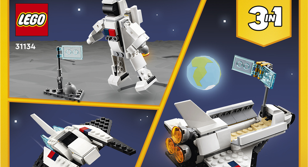 Stavebnica LEGO® Creator 3 v 1 31134 Raketoplán 144 dielikov ponúka deťom od 6 rokov priestor na stavanie, hranie, prestavovanie i vymýšľanie vlastných príbehov.