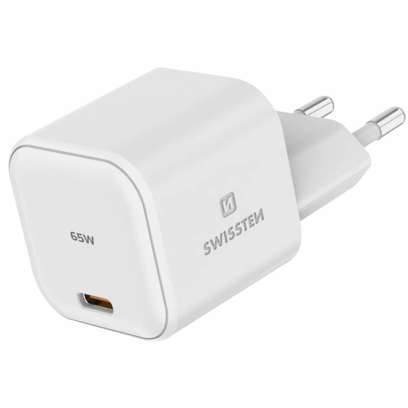 Nabíjačka do siete Swissten GaN, 1x USB-C, 65 W, PD biela