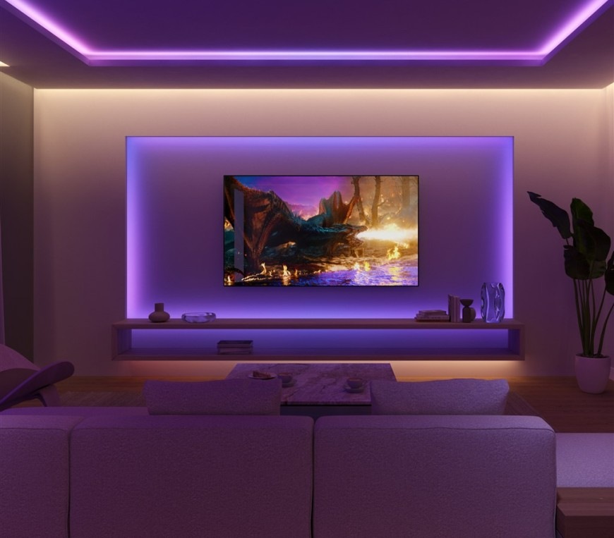 LED pásik Philips Hue Flux strip, light extension, 2 m LED pásik Philips Hue Flux strip umiestnený v interiéri