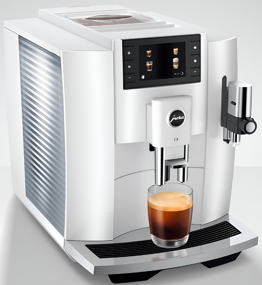 Automatický kávovar Jura E8 Piano White (modelový rok 2025) biely Automatický kávovar Jura E8 Piano White (modelový rok 2025) biely
