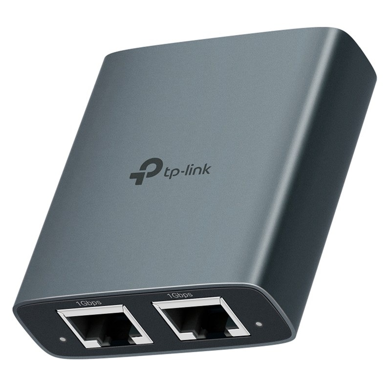 Sieťový rozbočovač TP-Link EH210 v čiernosivej farbe.