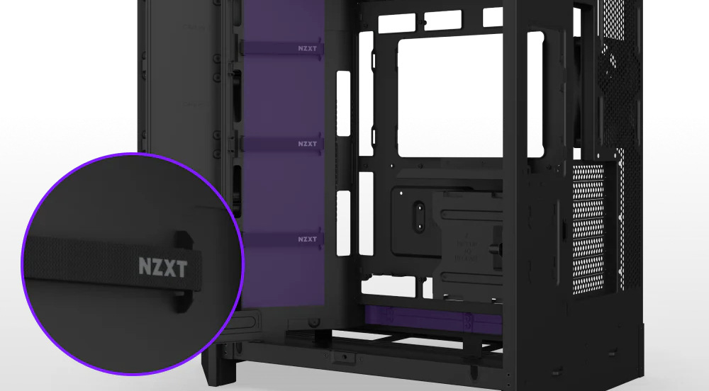 Vedenie káblov v zadnej časti skrine NZXT H9 Flow RGB je ľahké a prehľadné
