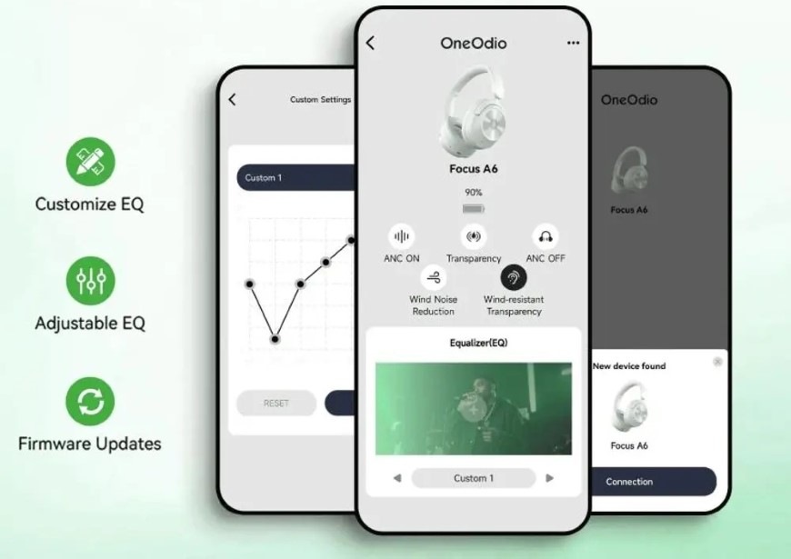 Slúchadlá OneOdio Focus A6 biela Smartphone s mobilnou aplikáciou kompatibilnými so slúchadlami Focus A6