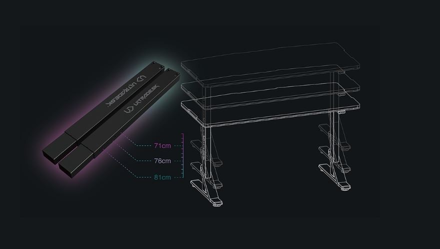 Herný stôl ULTRADESK IRON, 132,5 x 60,5 cm čierny Ultradesk IRON s RGB (UDESK-IR-BKA)