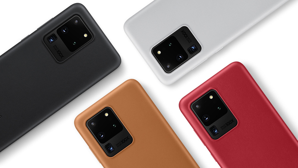 Kryt na mobil Samsung Leather Cover na Galaxy S20 Ultra červený