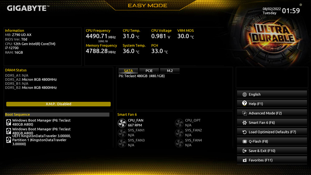 Základná doska GIGABYTE H610M S2H V3 DDR4 Rozhranie BIOS vám umožní upraviť parametre hardvéru na mieru svojim potrebám