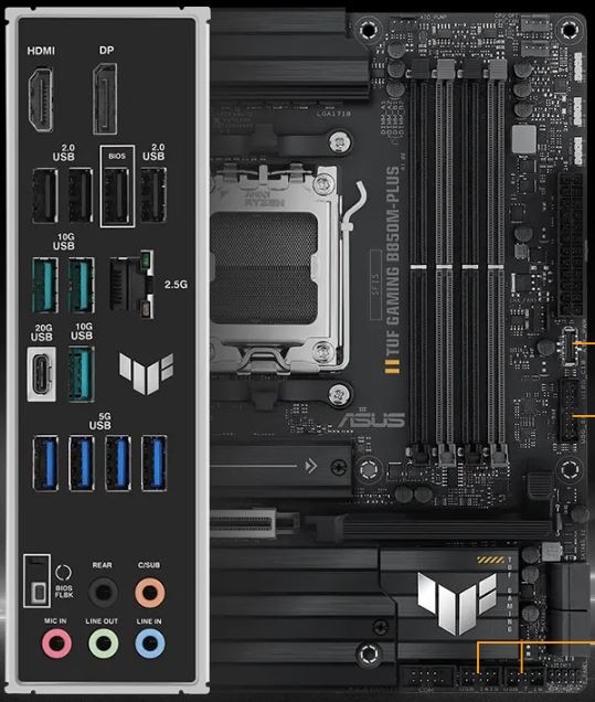 Konektory Základné dosky Asus TUF GAMING B850M-PLUS