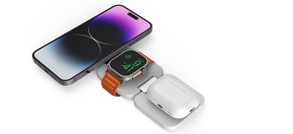 Bezdrôtová nabíjačka Cubenest E310 Pre 3v1 s podporou uchytenia MagSafe biela Bezdrôtová nabíjačka Cubenest E310 Pre 3v1 s podporou uchytenia MagSafe biela