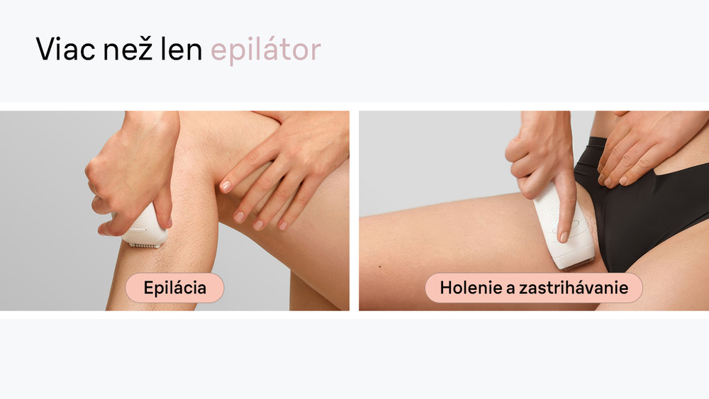 Epilátor Braun Silk-épil 5 SE5-030 ružový Epilátor Braun Silk-épil 5 SE5-251 a žena holiaca sa pomocou strojčeka