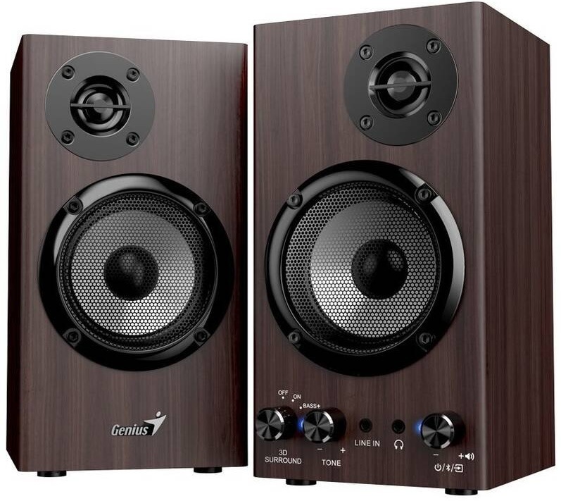 Reproduktory Genius SP-HF520BT hnedé Reproduktory Genius SP-HF520BT 2.0 s prednými meničmi, Bluetooth pripojením a 3,5mm vstupom