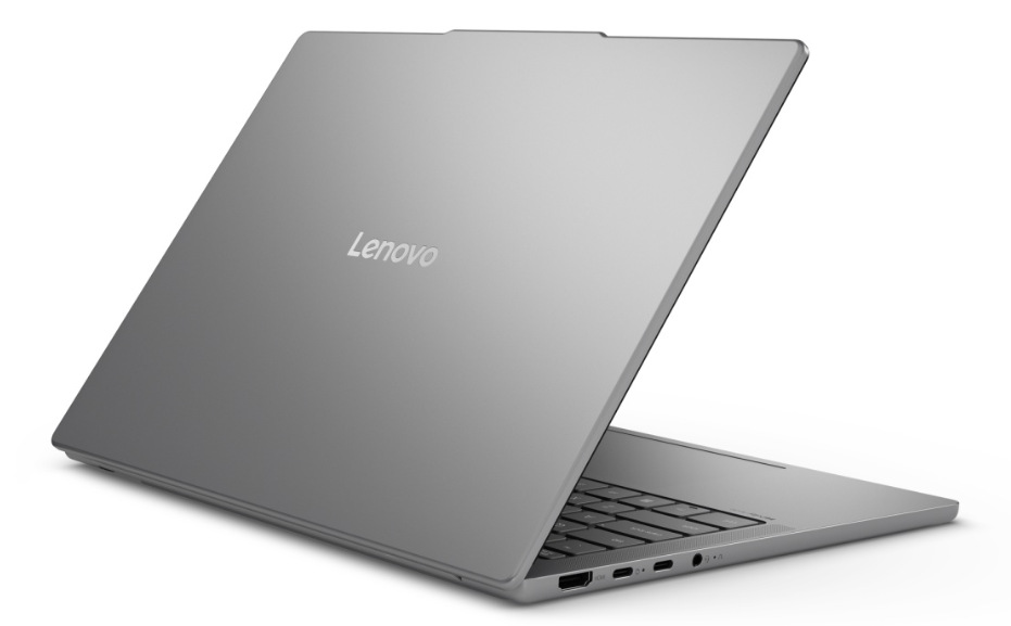 Notebook Lenovo IdeaPad Slim 5 14AHP11 sivý Pootvorený notebook Lenovo IdeaPad Slim 5 14AHP11 zozadu