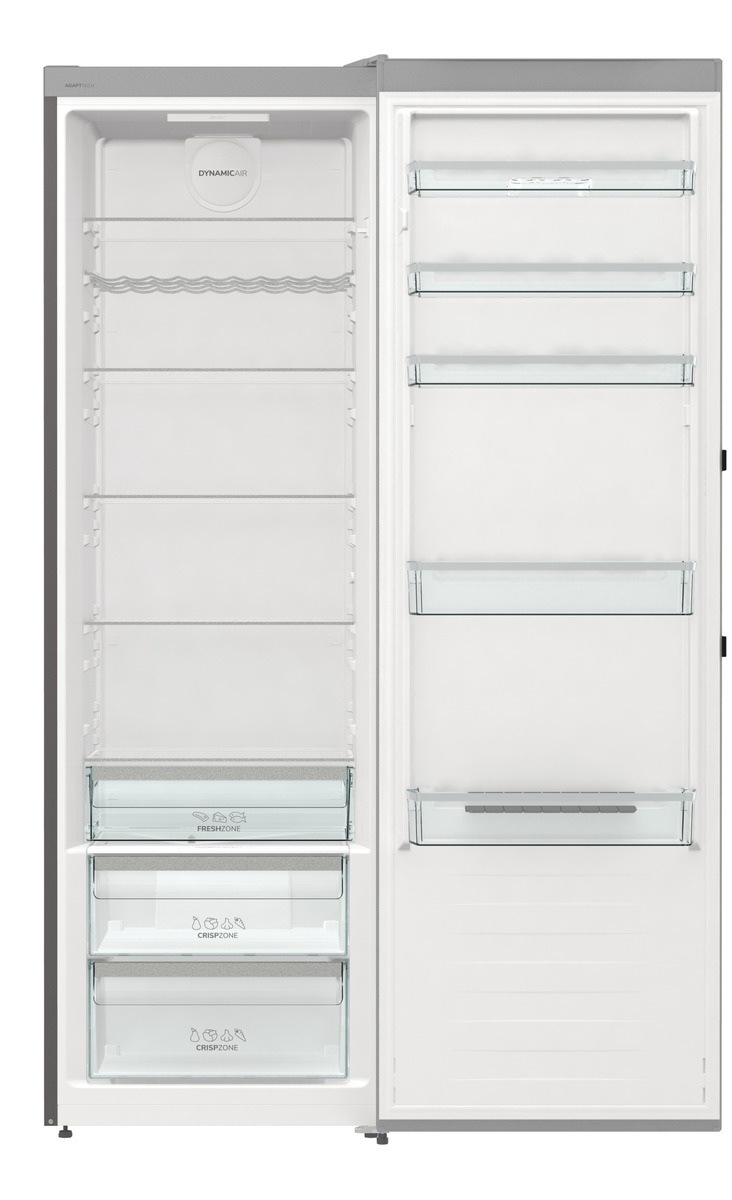 Chladnička Gorenje Advanced R619EAXL6 nerez Voľne stojaca chladnička má plne otvorené dvierka a tak možno vidieť jej dômyselné rozloženie vnútorného priestoru.