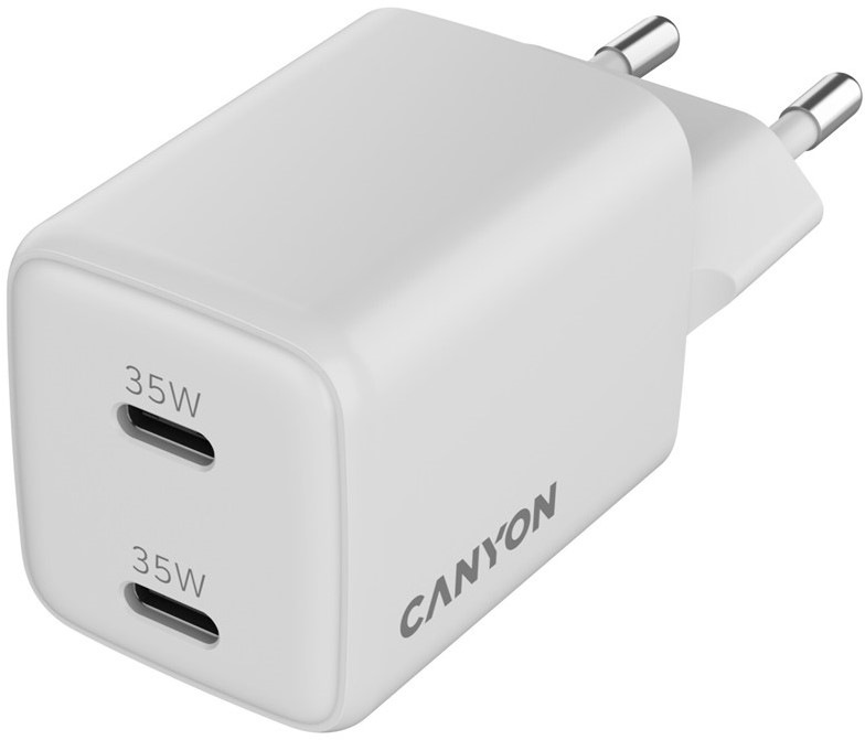 Nabíjačka do siete Canyon GaN 2xUSB-C 35 W - biela