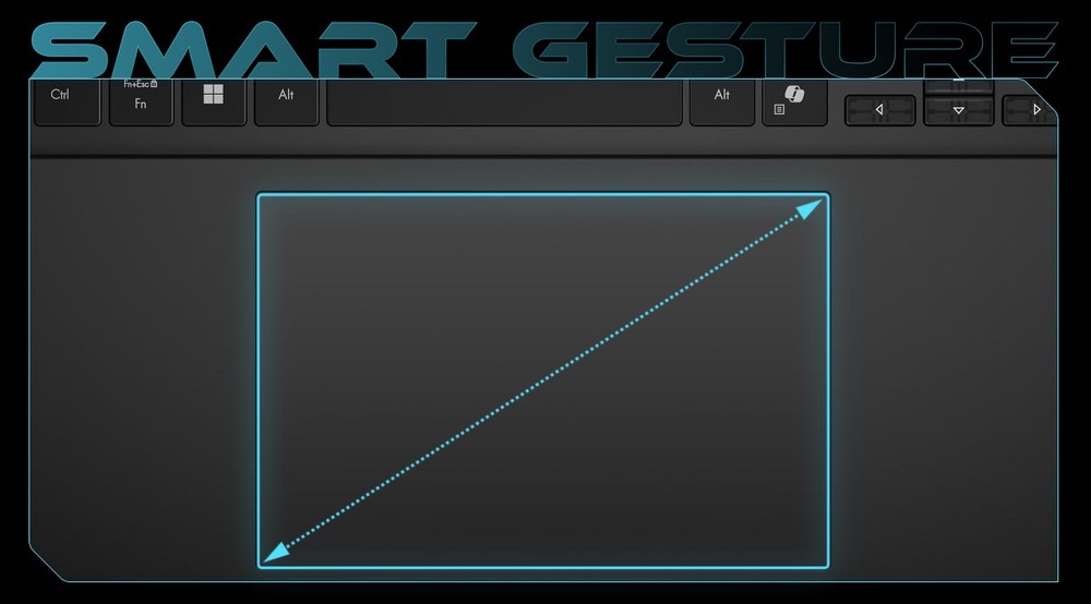 Notebook Asus V16 čierny Touchpad notebooku Asus V16 o 40% väčší