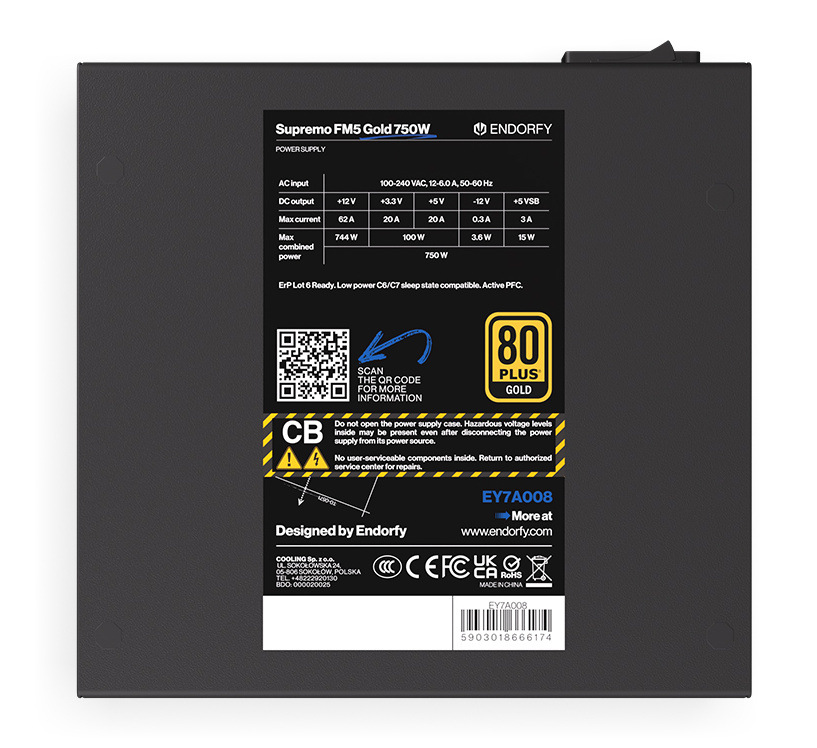 Zdroj ENDORFY Suppremo FM5 750W Gold čierny Zdroj ENDORFY Suppremo FM5 750W Gold čierny