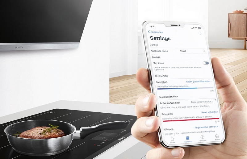 Ovládanie varnej dosky a odsávača Bosch cez mobilný telefón a aplikáciu Home Connect
