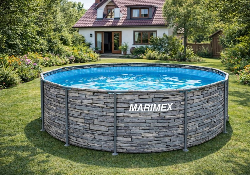 Bazén Marimex Florida stojaci na záhrade v lete