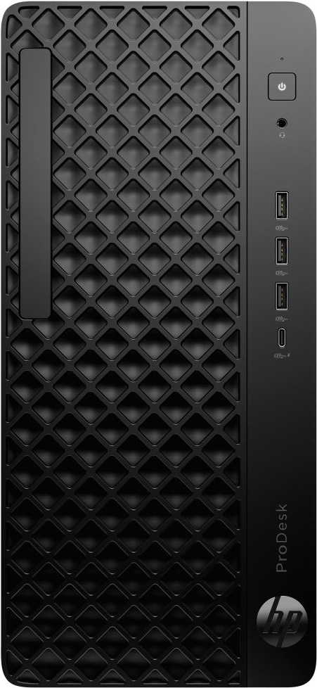 Predná strana počítača HP ProDesk 4 Tower G1i AI s konektormi a zapínacím tlačidlom