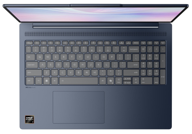 Notebook Lenovo IdeaPad Slim 5 16AKP10 modrý Klávesnica s numerickou časťou a viacdotykový touchpad notebooku Lenovo IdeaPad Slim 5″ width=